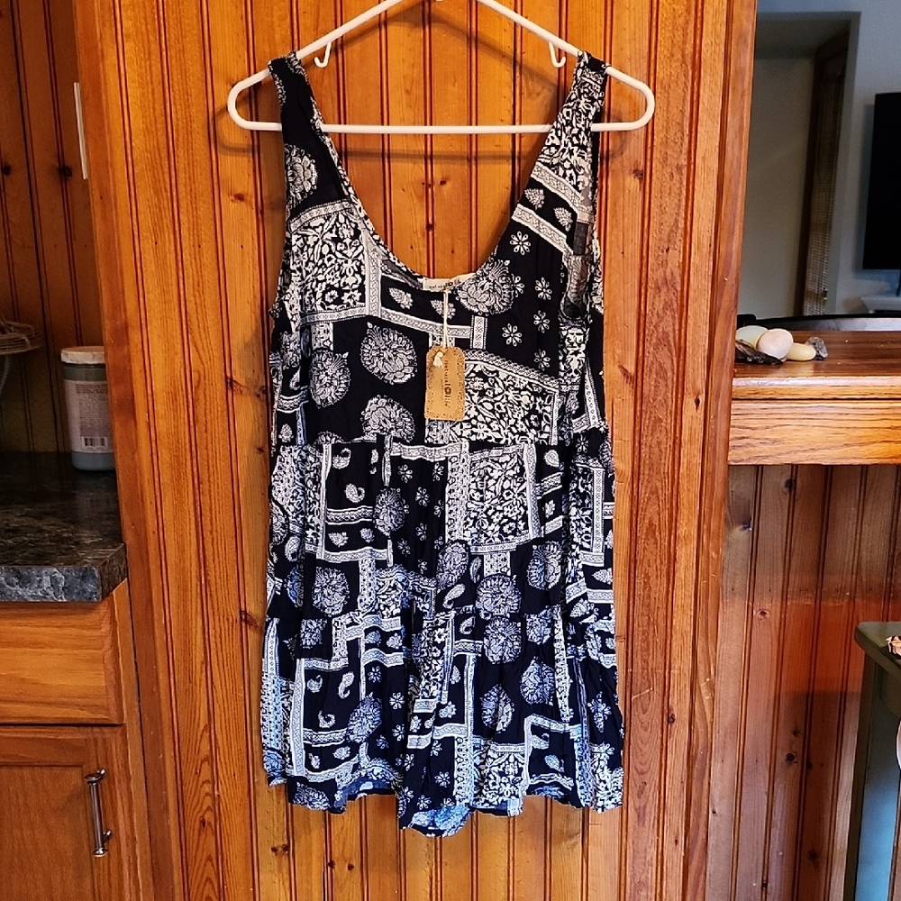 Natural Life Mavy  and White Sleeveless Women's Mini Jumpsuit